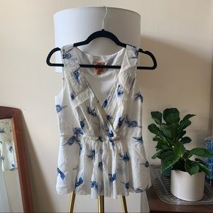 Tory Burch Floral Peplum Blouse Size 4
